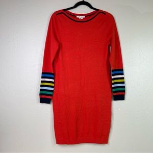 New ~ Boden Red Striped Sleeves Sweater Dress Size 6 US